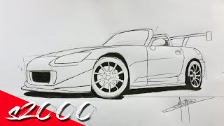 COMO DIBUJAR UN HONDA s2000 PASO A PASO