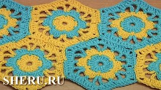 Joining Crochet Motifs With Flower Together Урок 39 часть 2 из 2 Шестиугольный мотив с цветком Joining Crochet Motifs With Flower Together Урок 39 часть 2 из 2 Шестиугольный мотив с цветком