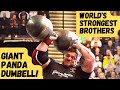 World’s Strongest Brothers Vs GIANT PANDA Dumbell!