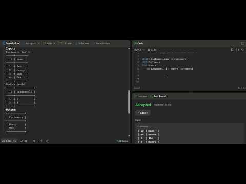 Customer who never order || Leetcode 183 || Mysql