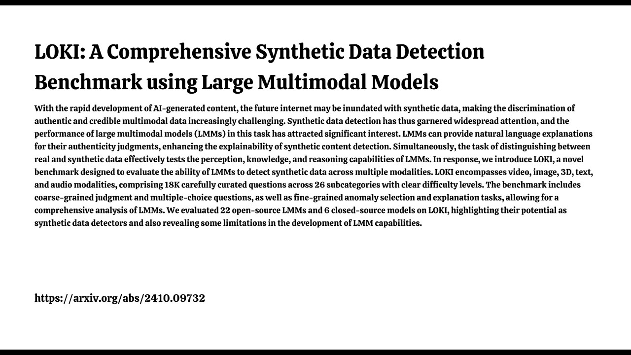 LOKI: A Comprehensive Synthetic Data Detection Benchmark using Large ...