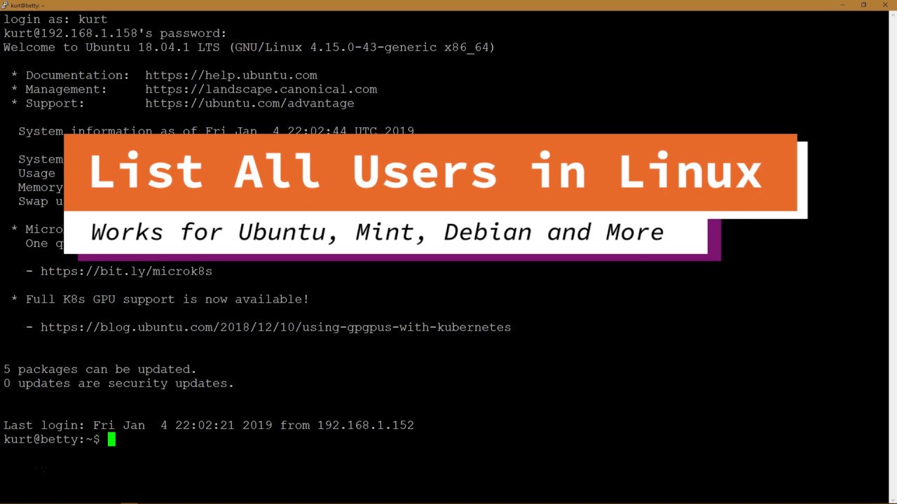 Users in Linux. Cmd Linux Ubuntu. User list. Show all users Linux.