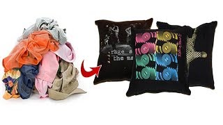 2 ways to convert or reuse Old tshirt into pillow cover | Learning Process 2 ways to convert or reuse Old tshirt into pillow cover | Learning Process