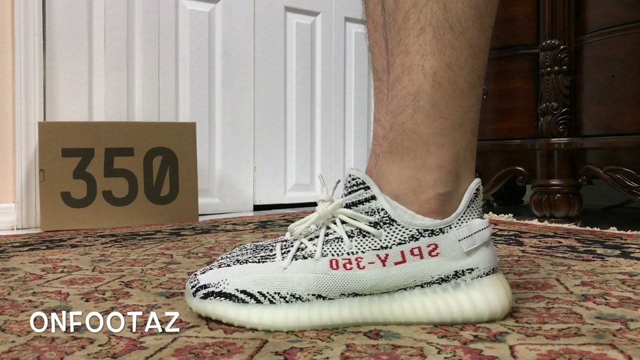 Adidas Yeezy 350 Boost V2 Zebra On Foot - Youtube