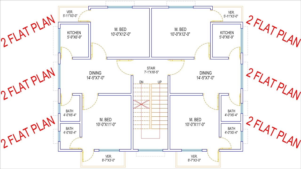 HOUSE PLAN DESIGN | EP 371 | 2 FLAT HOUSE FLOOR PLAN DRAWING - YouTube
