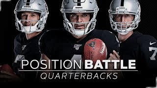 Heading into the 2019 training camp, derek carr leads raiders'
quarterback room which includes two new faces this season in mike
glennon and nate peterma...