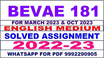 bevae 181 solved assignment 2022-23 in english | bevae 181 solved assignment 2023 | bevae 181 2023