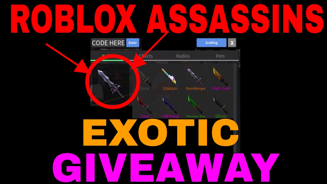 Roblox Assassins Exotic Giveaway Roblox Assassins Giveaway Youtube - roblox assassin doombringer value