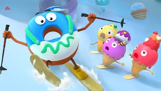 Donut Learns Skiing +More | Yummy Foods Family Collection | Best Cartoon for Kids