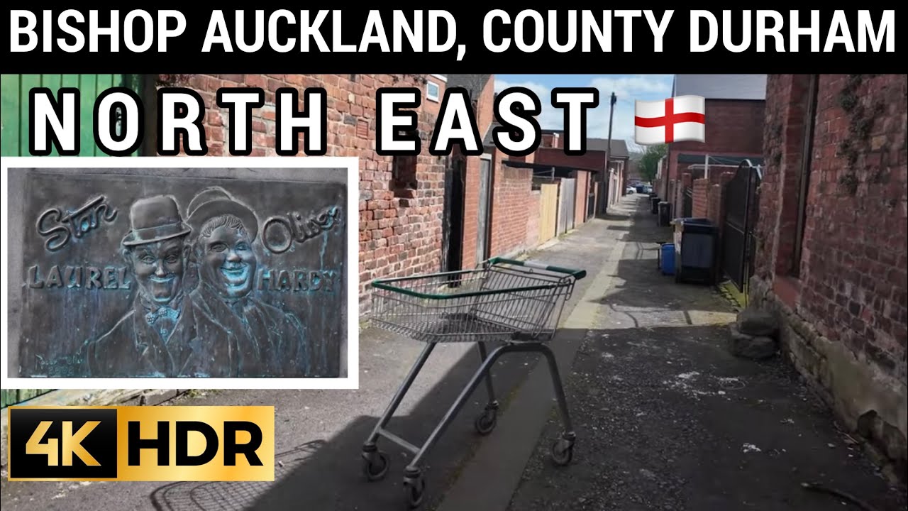 Back Streets of Bishop Auckland, County Durham England 4K Walk Laurel & Hardy Statue DJI OSMO Pocket