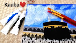 How to paint kaaba | kaaba painting on canvas | acrylic painting #makkah #acrylicpainting