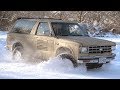 4x4 V8 S10 Blazer Sliding Through Deep Snow (Snow Donuts II)