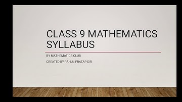 Class 9 Mathematics Syllabus 2020-2021