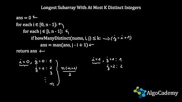 Longest Subarray With At Most K Distinct Integers - Solution #1