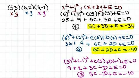 ¿Cuál es la ecuacion de una circunferencia qué pasa por 3 puntos?