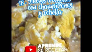 Huevos revueltos con champiñones y cebolla