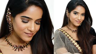 Wedding Guest Makeup Tutorial-Brown Smokey Eyes with Gold Liner on Dusky Brown Indian Skin!