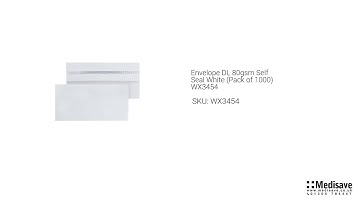 Envelope DL 80gsm Self Seal White Pack of 1000 WX3454 WX3454