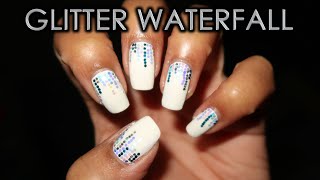Glitter Placement Waterfall | 12 Days of Christmas Nail Art | DIY Tutorial