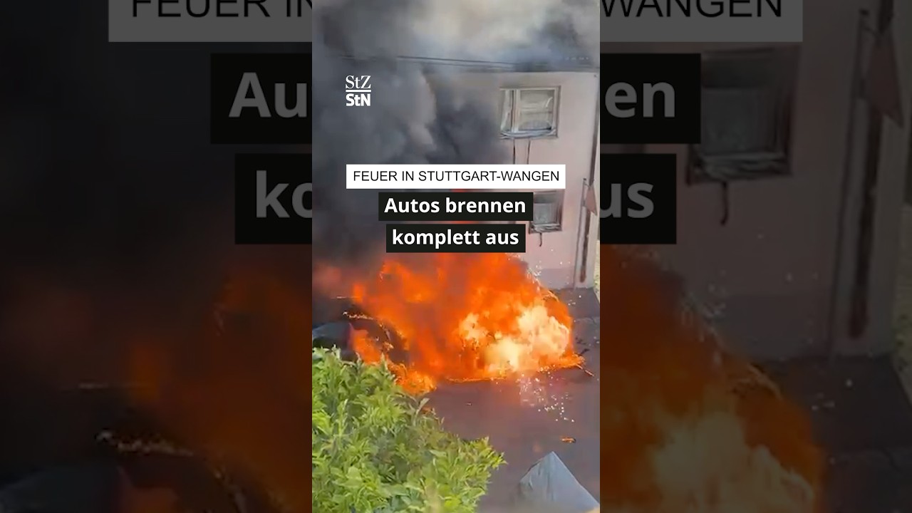 Feuer in Stuttgart-Wangen: Autos brennen komplett aus