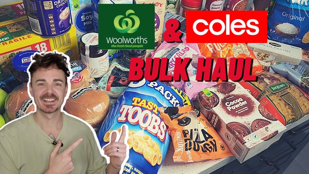 Australian Woolworths & Coles Haul (Vegan)   Monthly Grocery Haul