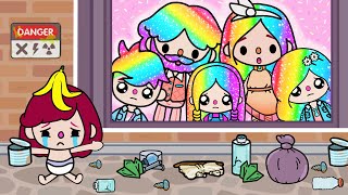 Aku Diadopsi Oleh Rainbow Hair Family 🌈 Rainbow Kids Yang Malang Diadopsi Jutawan| Toca Boca