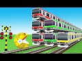 【踏切アニメ】あぶない電車 TRAIN Vs MS PACMAN Vs Hulk 🚦Fumikiri 3D Railroad Crossing Animation