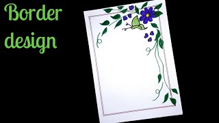 Beautiful flower design| how to draw flower border design for project work| front cover page design