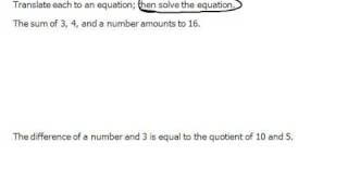 Translating and Solving Word Problems 3.4