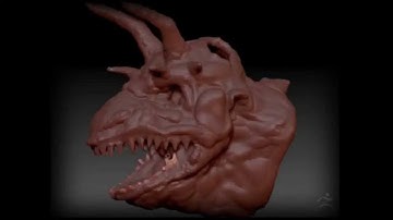 ZBrush 3.5 R 3 - Sculpting a Dragon Head - Timelapse - 3D - Part 1