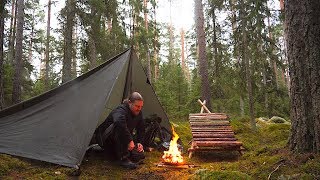 3 Days Overnight - Bushcraft Chair - Off Trail Hike - 3x4 Tarp in the Rain