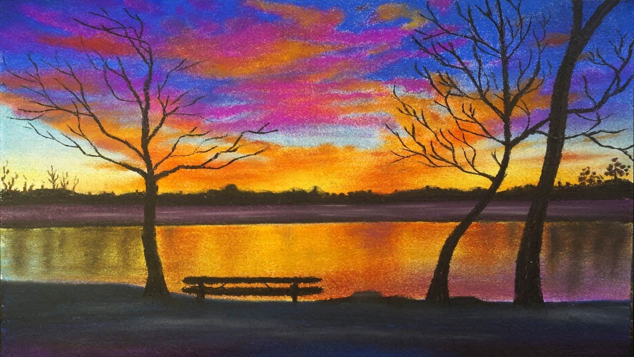 Soft Pastel Drawing  of Winter Sunset for beginner YouTube