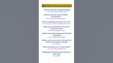 WBCS Main question paper 2023#gk #history #ytshorts #youtubeshorts #viralshorts #viralreels