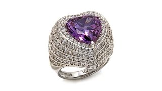 9.14ctw Absolute Clear and Purple Heart Ring