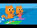 बिल्लियां परिवार - वाटर स्कीइंग | बच्चों के कार्टून