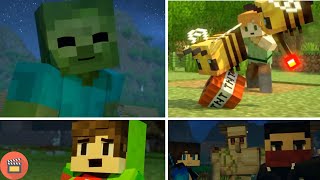 Minecraft Animation BLOOPERS Bees Fight Alex and Steve Life (Minecraft Animation)