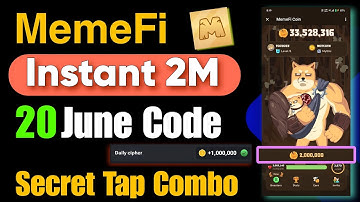MemeFi 20 June Scert Code || Claim Instant 2M || Hamster Chiper Code Today