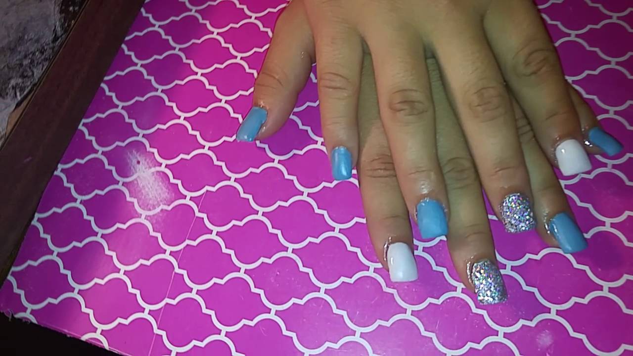 Matte & glitter square acrylic nails 😍 - YouTube