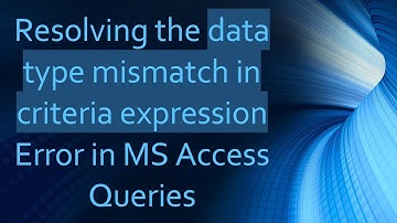 Resolving the data type mismatch in criteria expression Error in MS Access Queries