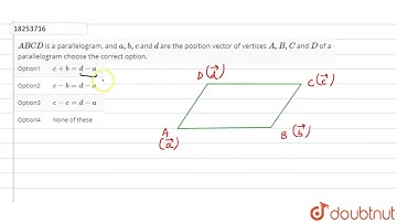`ABCD` is a parallelogram, and `a,b,c` and `d` are the position vector of vertices
