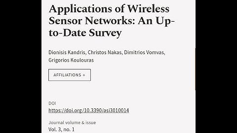 Applications of Wireless Sensor Networks: An Up-to-Date Survey | RTCL.TV