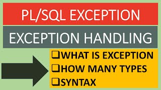 Basics Of Exception handling in PL/SQL Oracle, Oracle Database Tutorial