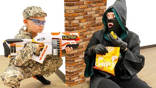 dima and daddy pretend play soldier nerf battle