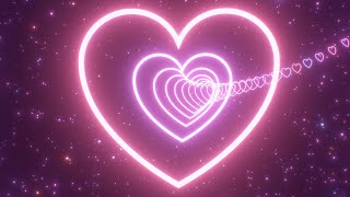 Neon Pink Heart Rollercoaster Climbing Up A Big Hill And Fall Down 4K VJ Loop Motion Background