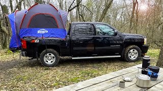 Truck Tent Camping Alone in Woods