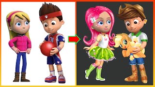 Paw Patrol new style : Ryder & Katie Glow Up My Little Pony Apple Jack & Fluttershy