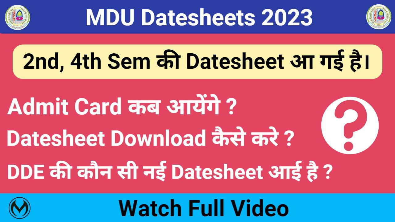 mdu-2nd-4th-semester-datesheet-2023-dde-datesheet
