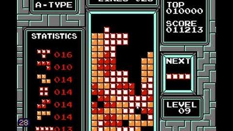 (TAS) NES Tetris   no vertical I-pieces, 51 lines, Level 9 start (No pausing)