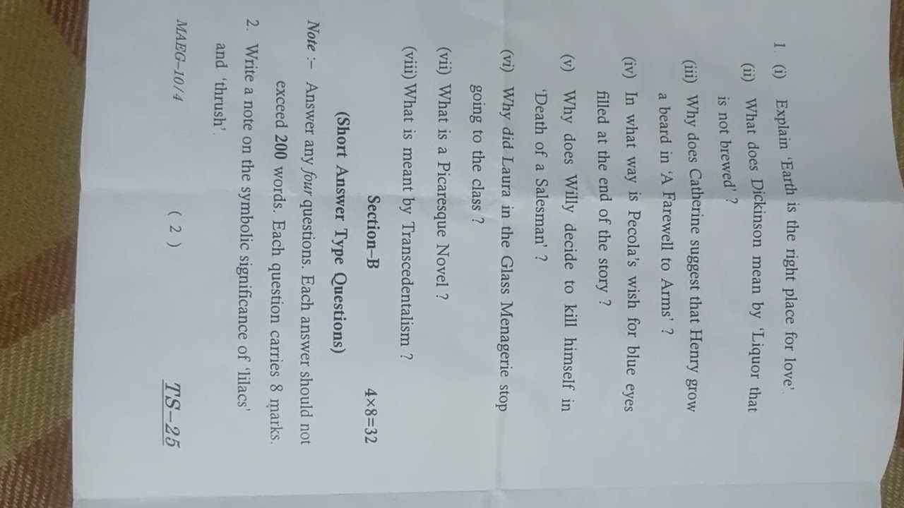 M.A. ENGLISH MAEG-10 ,VMOU KOTA RAJASTHAN Exam June 2025