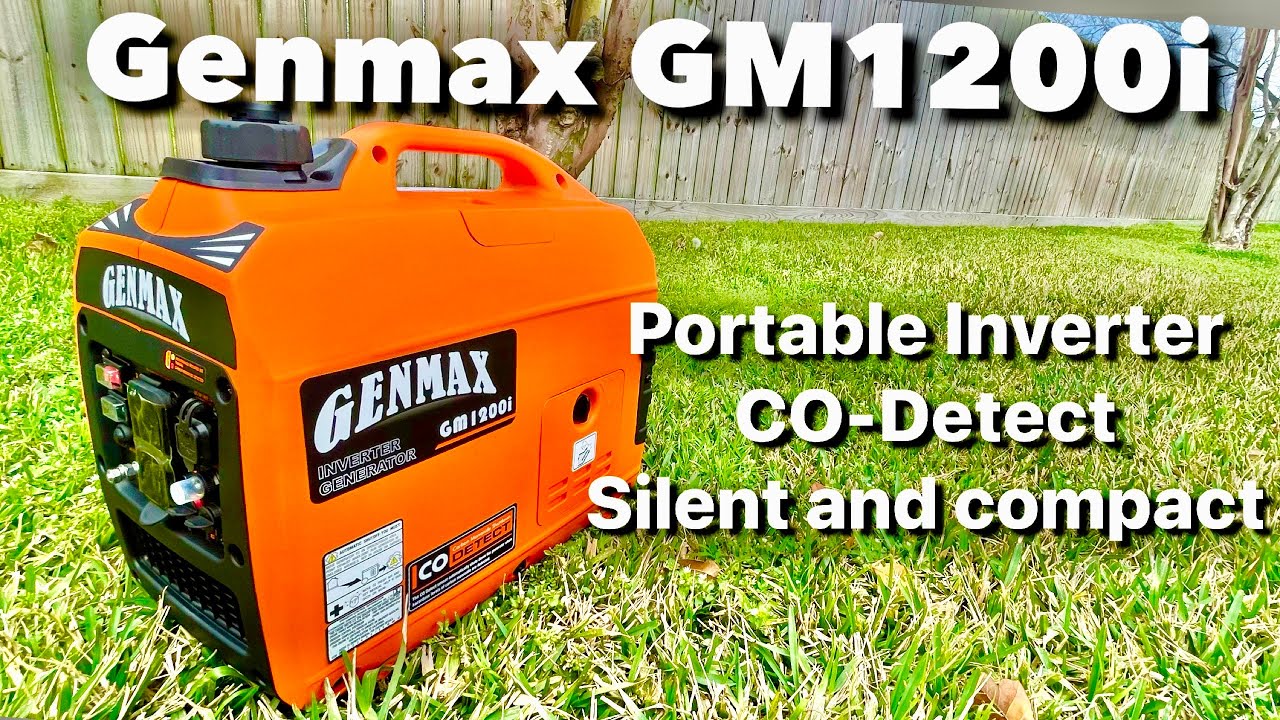  GENMAX Generador inversor portátil, motor de gas ultra  silencioso de 1200 W, cumple con la EPA, función de modo ecológico,  ultraligero para uso doméstico de respaldo y campamento (GM1200i) : Patio